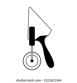 pizza cutter and server over white background, vector illustration