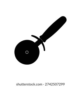 Pizza cutter silhouette icon vector flat design.