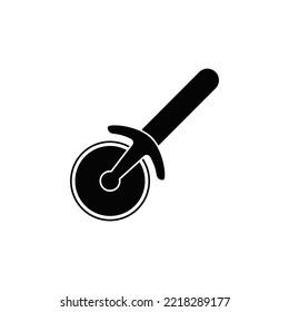 Pizza cutter, Pizza slicer icon in black flat glyph, filled style isolated on white background