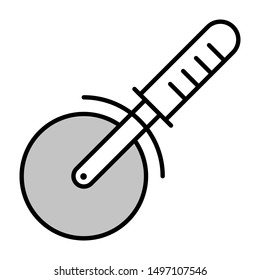 pizza cutter thin line vector icon