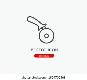 Pizza cutter vector icon. Editable stroke. Symbol in Line Art Style for Design, Presentation, Website or Apps Elements, Logo. Pixel vector graphics - Vector