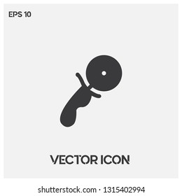 Pizza cutter vector icon illustration. Simple pizza knife symbol icon. Premium quality.