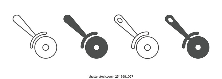 Pizza cutter vector icons set