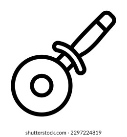 Pizza Cutter Vector Line Icon Design