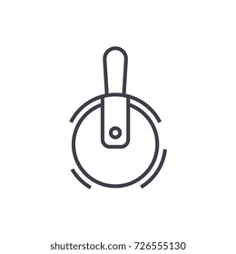 pizza cutter vector line icon, sign, illustration on background, editable strokes