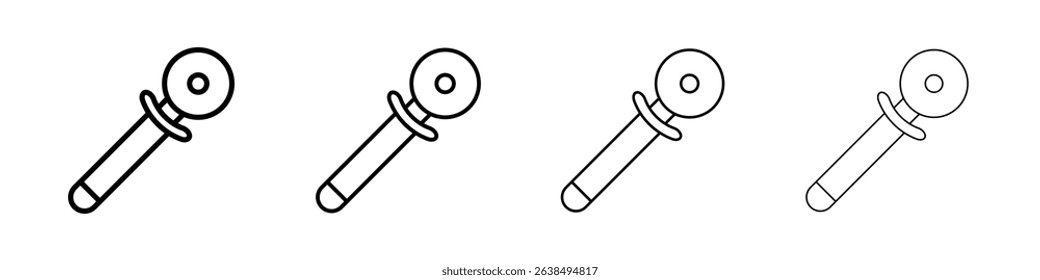 Pizza Cuttier icon Outline sign symbol set