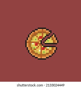 pizza with cutting line in pixel style