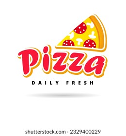 Pizza Daily fresh logo template. Vector emblem for food delivery service, cafe or pizzeria