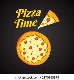 Pizza Daily Fresh Vector Emblem on Blackboard. Pizza logo template. Vector for cafe, restaurant or food delivery service