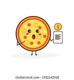 Pizza con dinero de datos linda ilustración de personaje