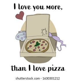 Pizza for a date a funny vector illustration