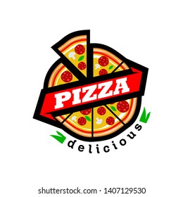 pizza delicious food logo vector