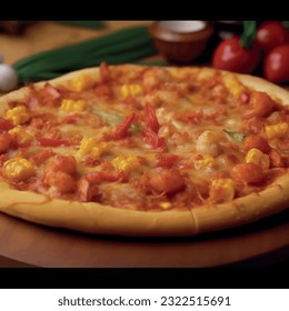 Pizza mit leckeren Schnitten Muster realistische Vektorgrafik 3d für Restaurant- und Menüfotografie