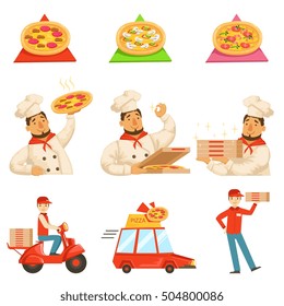 Pizza Delievery Fast Service Process Info Illustration