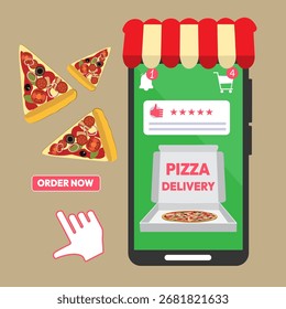 App de entrega de pizza en pantalla móvil con Botón de pedido