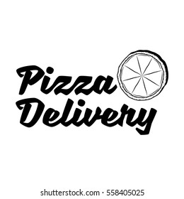 Pizza delivery badge. Vector illustration isolated on white background