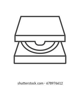 Pizza delivery box open line icon.