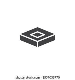 Pizza delivery box vector icon. filled flat sign for mobile concept and web design. Pizza packaging box glyph icon. Symbol, logo illustration. Vector graphics