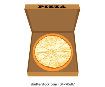 Pizza en caja de entrega - Ilustración vectorial. (JPEG de alta resolución también disponible).