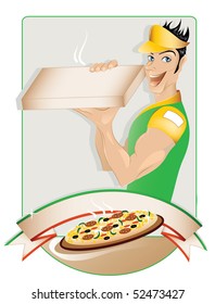 Pizza delivery boy (vector)