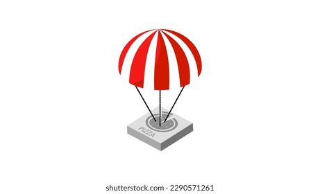 Pizza delivery by parachute, high quality vector