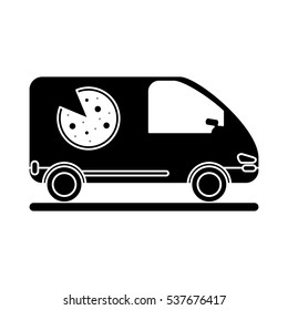 pizza delivery car van service pictogram