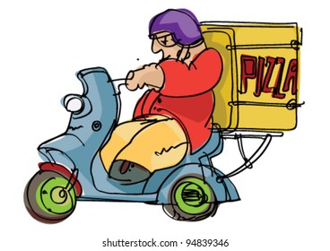 pizza delivery - cartoon