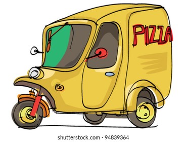 pizza delivery - cartoon