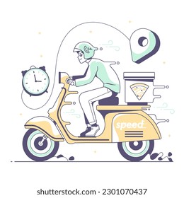 pizza delivery cartoon illustration design