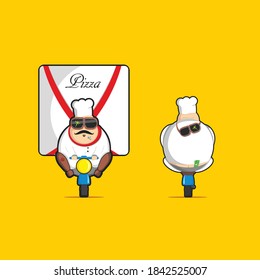 Pizza delivery. Chef on a motorcycle