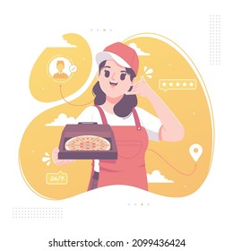 pizza delivery courier vector illustration