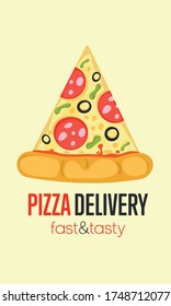 Pizza delivery. Fast and tasty. Vector illustration.