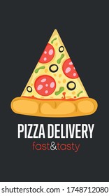 Pizza delivery. Fast and tasty. Vector illustration.