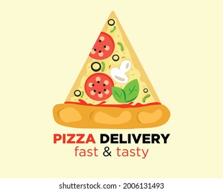 Pizza delivery. Fast and tasty. Vector illustration.
