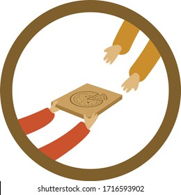 entrega de pizza de mano en mano. ilustración plana simple