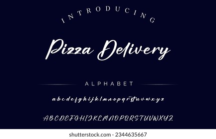 Pizza Delivery Hand drawn vector alphabet. Script font. Isolated letters written with marker, ink. Calligraphy, lettering.