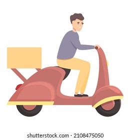 Vector de caricatura de icono de entrega de pizza. Hombre escopeta. Bicicleta de alimentación