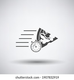 Pizza Delivery Icon. Dark Gray on Gray Background With Round Shadow. Vector Illustration.