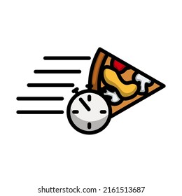 Pizza Delivery Icon. Editable Bold Outline With Color Fill Design. Vector Illustration.