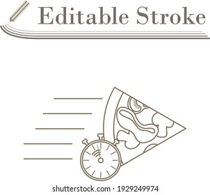 Pizza Delivery Icon. Editable Stroke Simple Design. Vector Illustration.