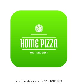 Pizza delivery icon green vector isolated on white background
