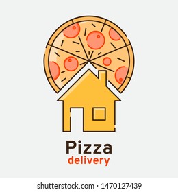 Pizza delivery. Icon with house. Vector illustration EPS 10