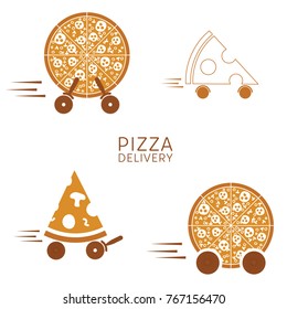 pizza delivery icon illustration in colorful
