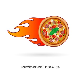 Pizza delivery icon. Isolated on white background. Delivery concept. Vector illustration. Flat design.