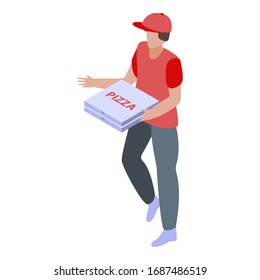 Pizza delivery icon. Isometric of pizza delivery vector icon for web design isolated on white background