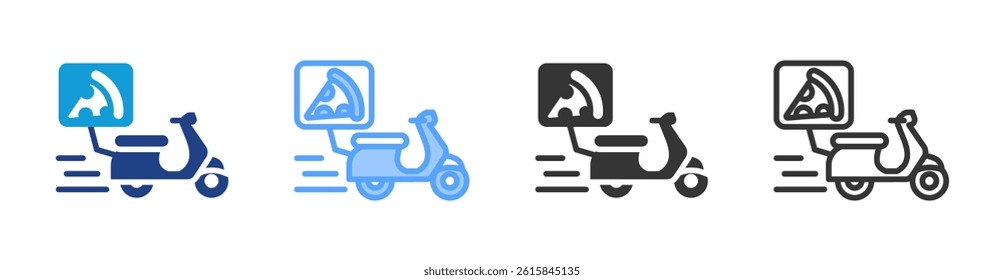 Pizza Delivery icon set multiple style collection