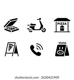 Pizza Delivery Icons Set for Restaurant or Delivery Service