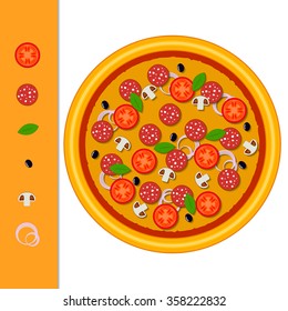 Pizza delivery. pizza ingredients