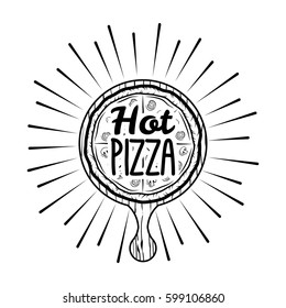 Pizza Delivery Label. Italian Food Vector Illustration
