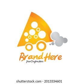 Pizza delivery logo emblem for fast food restaurant. Simple vector pizza logo.